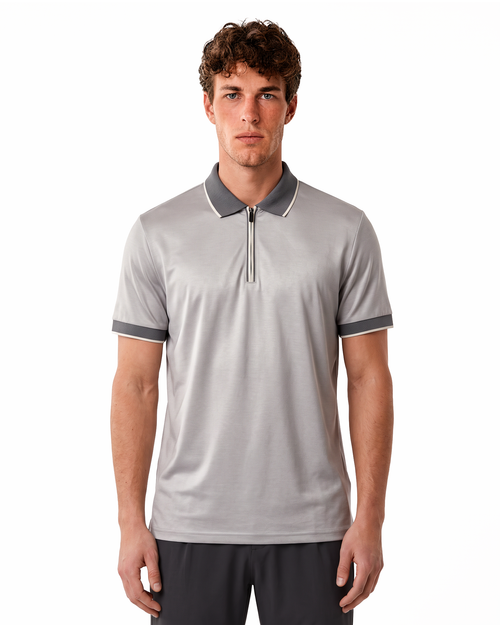Luxe Quarter Zip Polo - Silver