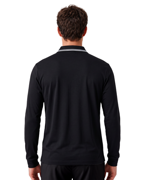 Luxe Long Sleeve Polo - Black