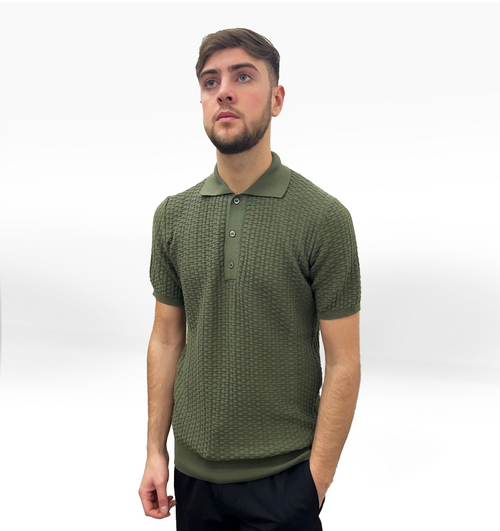 LCTB: Knitted Pattern Polo - Khaki