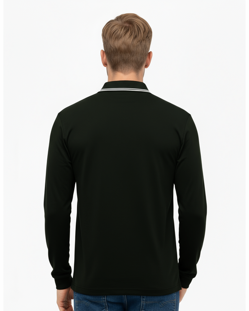 Luxe Long Sleeve Polo - Black