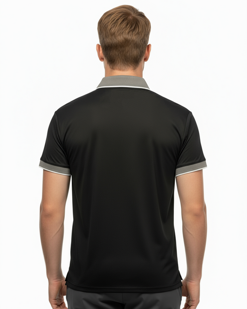 Luxe Quarter Zip Polo - Black