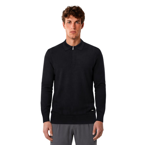 Luxe Quarter Zip Polo Knit - Black