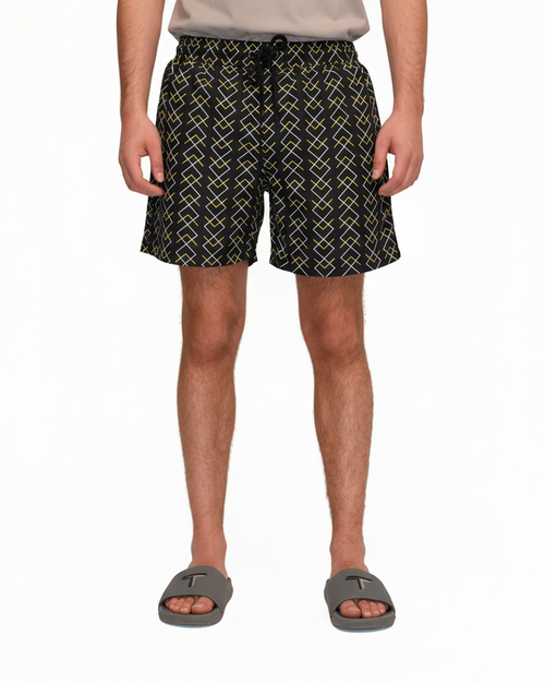 LCTB: Swim Shorts - Black With Yellow V