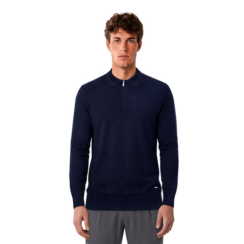 Luxe Quarter Zip Polo Knit - Navy