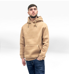 Sudadera con capucha y logo de bolsillo liso pesado -Biscuit