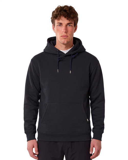 Heavy Plain Pocket Logo Hoodie - Navy