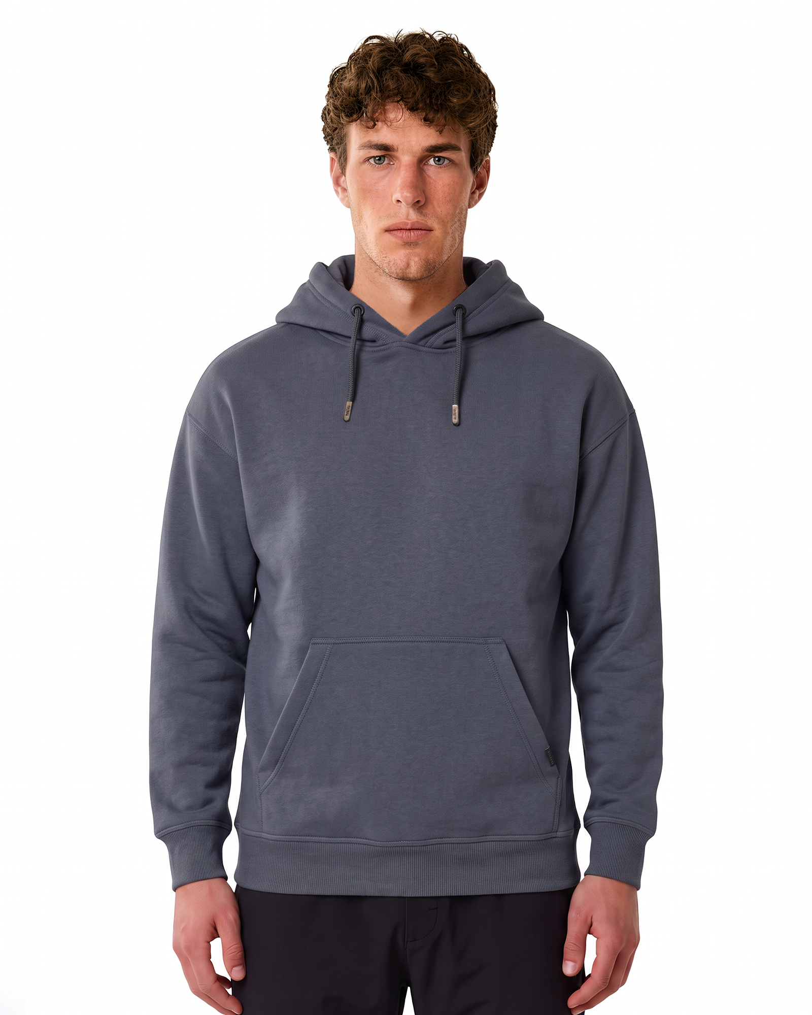 Heavy Plain Pocket Logo Hoodie - Smoked