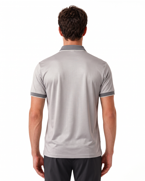 Luxe Quarter Zip Polo - Silver