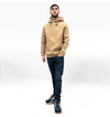 Sudadera con capucha y logo de bolsillo liso pesado -Biscuit
