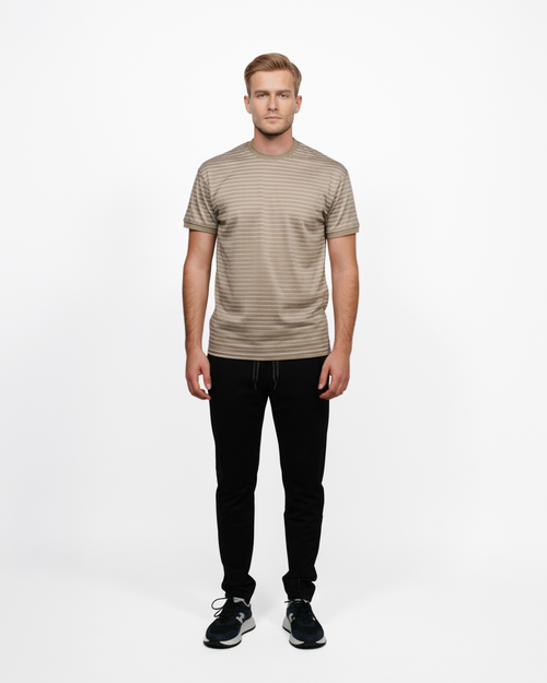 Luxe T - Biscuit Stripe