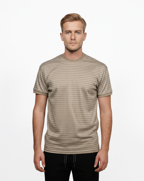 Luxe T - Biscuit Stripe