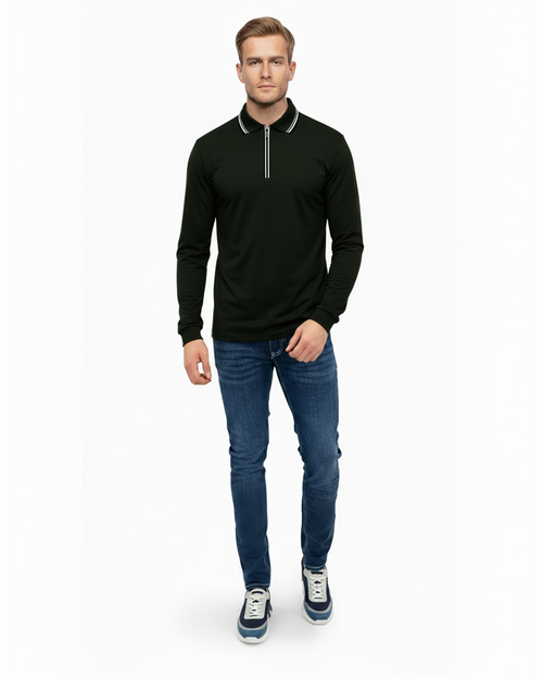 Luxe Long Sleeve Polo - Black