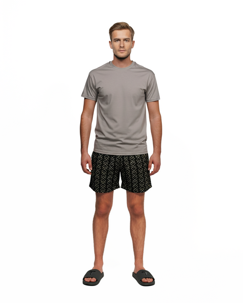 LCTB: Swim Shorts - Black With Yellow V