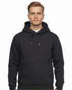 Heavy Plain Pocket Logo Hoodie - Navy