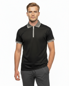 Luxe Quarter Zip Polo - Black