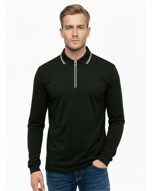 Luxe Long Sleeve Polo - Black