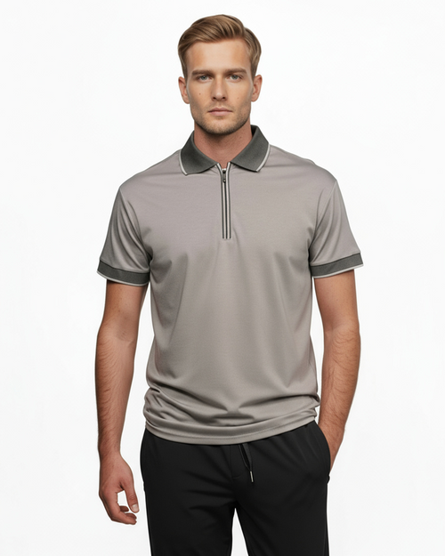 Luxe Quarter Zip Polo - Silver