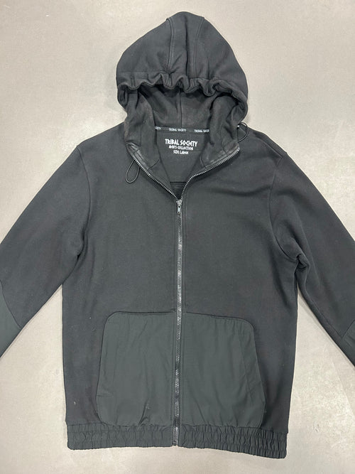 RESELL: Black Full Zip Hoodie, Large