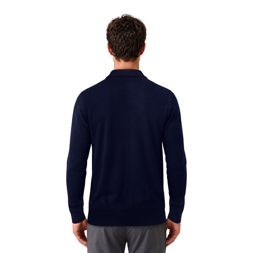 Luxe Quarter Zip Polo Knit - Navy